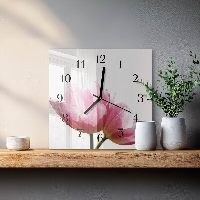 Wanduhr aus glas Tulpen