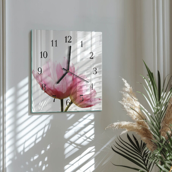 Wanduhr aus glas Tulpen
