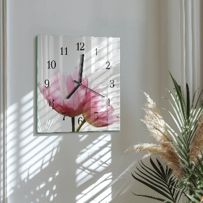 Wanduhr aus glas Tulpen
