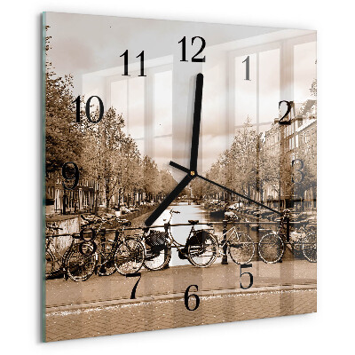 Wanduhr aus glas Amsterdam Sepia