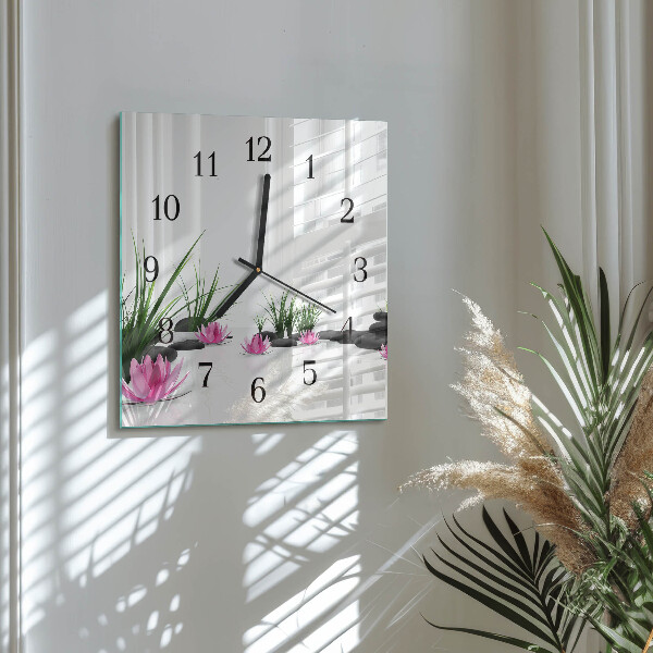 Wanduhr aus glas Lotosblume