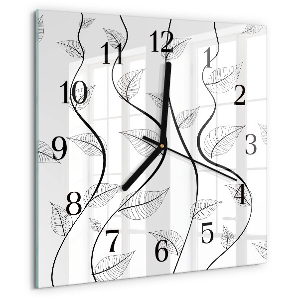Wanduhr aus glas Die Kunst der Blätter