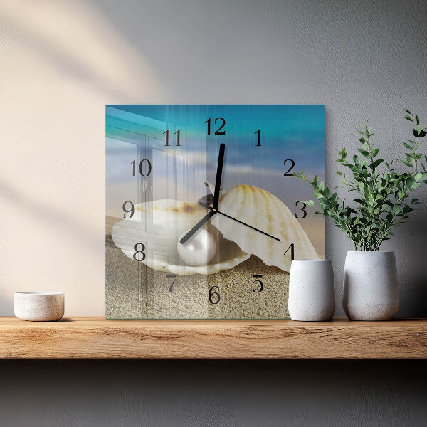 Wanduhr aus glas Muschelperle