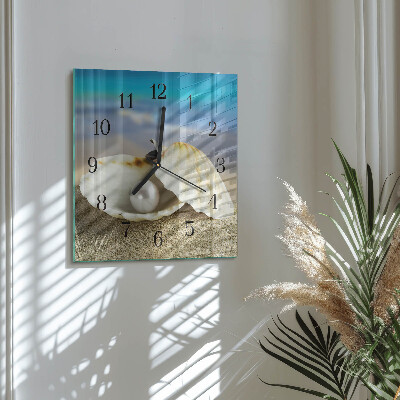 Wanduhr aus glas Muschelperle