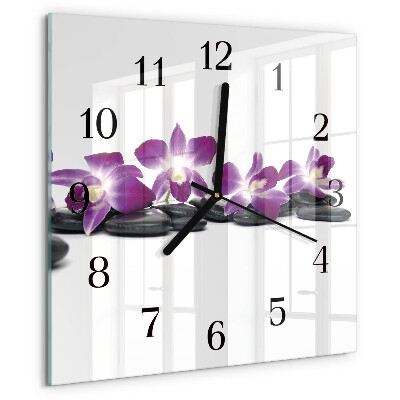 Wanduhr aus glas Orchidee