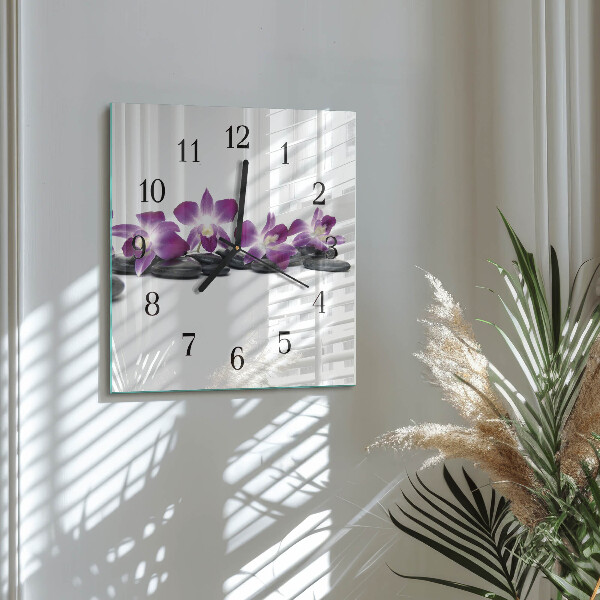 Wanduhr aus glas Orchidee