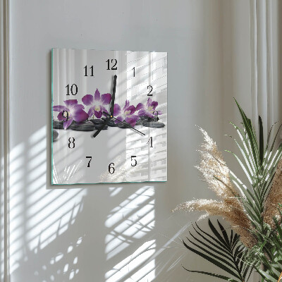 Wanduhr aus glas Orchidee