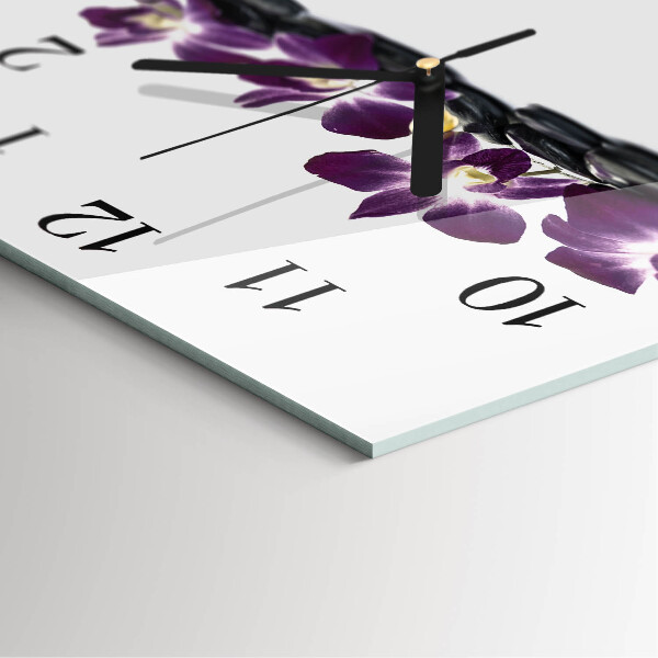 Wanduhr aus glas Orchidee