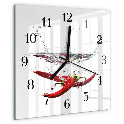 Wanduhr aus glas Chilischoten