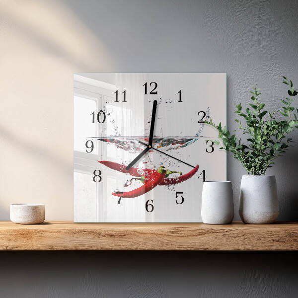 Wanduhr aus glas Chilischoten
