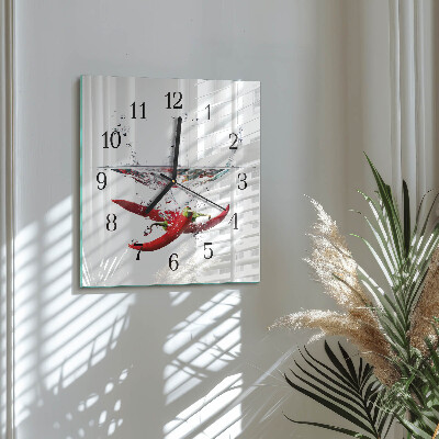 Wanduhr aus glas Chilischoten