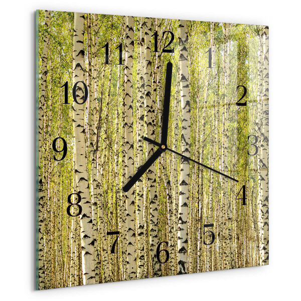 Wanduhr aus glas Birkenwald