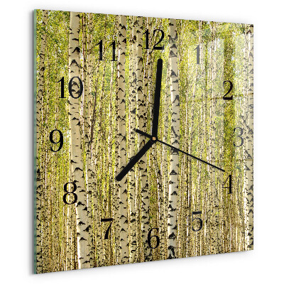 Wanduhr aus glas Birkenwald