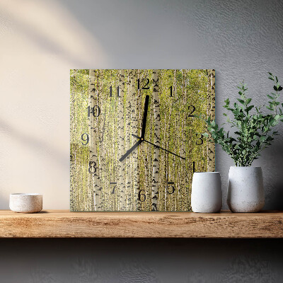 Wanduhr aus glas Birkenwald