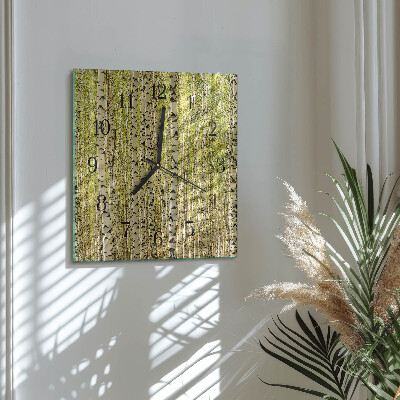 Wanduhr aus glas Birkenwald