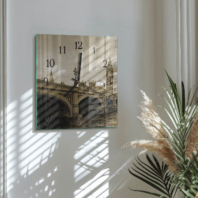 Wanduhr aus glas Sepia-Brücke