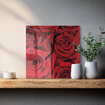 Wanduhr aus glas Rosen