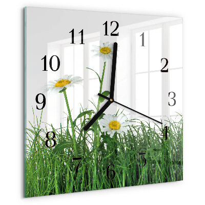 Wanduhr aus glas Gänseblümchen