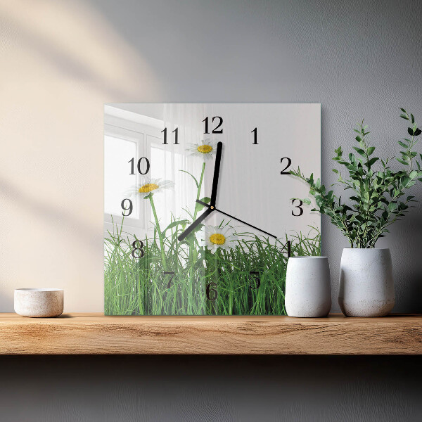 Wanduhr aus glas Gänseblümchen
