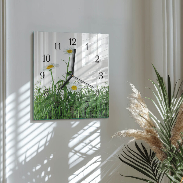 Wanduhr aus glas Gänseblümchen