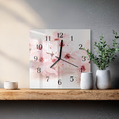 Wanduhr aus glas Blumen