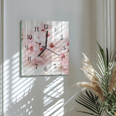 Wanduhr aus glas Blumen
