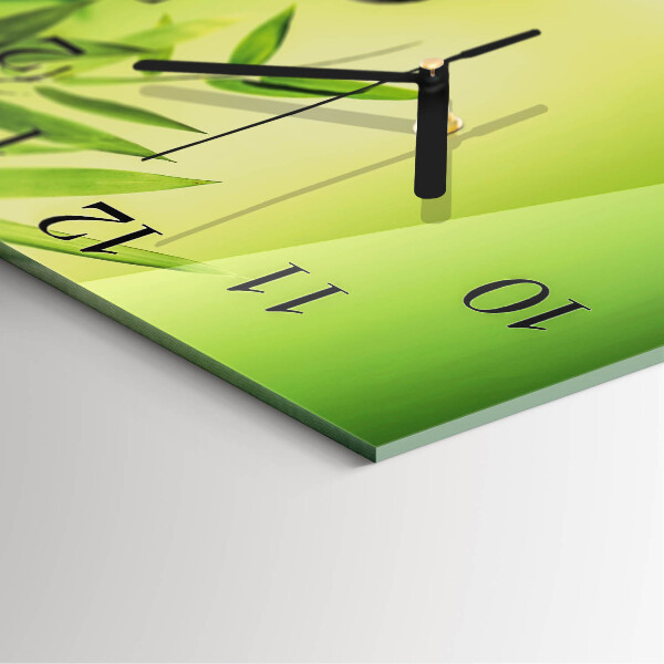 Wanduhr aus glas Bambussteine