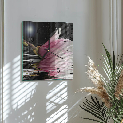 Wanduhr aus glas Magnolienblüte