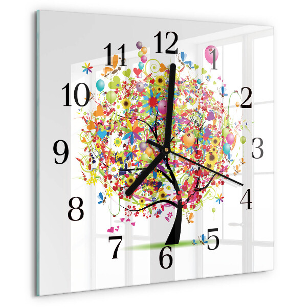 Wanduhr aus glas Bunter Baum