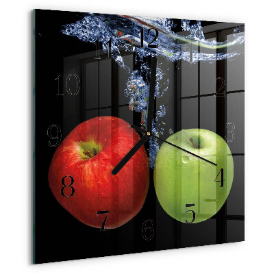 Wanduhr aus glas Äpfel