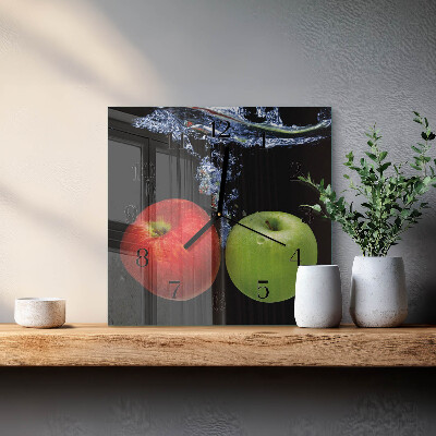 Wanduhr aus glas Äpfel