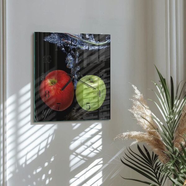 Wanduhr aus glas Äpfel
