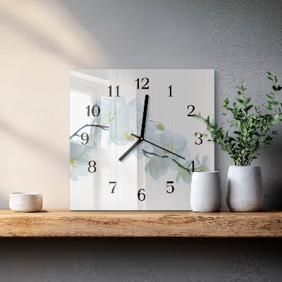 Wanduhr aus glas Orchidee