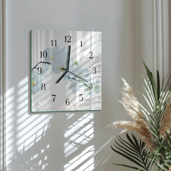 Wanduhr aus glas Orchidee