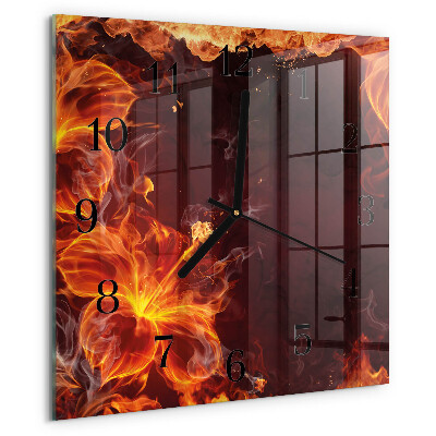 Wanduhr aus glas Blumen des Feuers