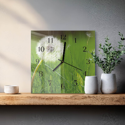 Wanduhr aus glas Löwenzahn