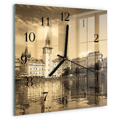Wanduhr aus glas Sepia Castle