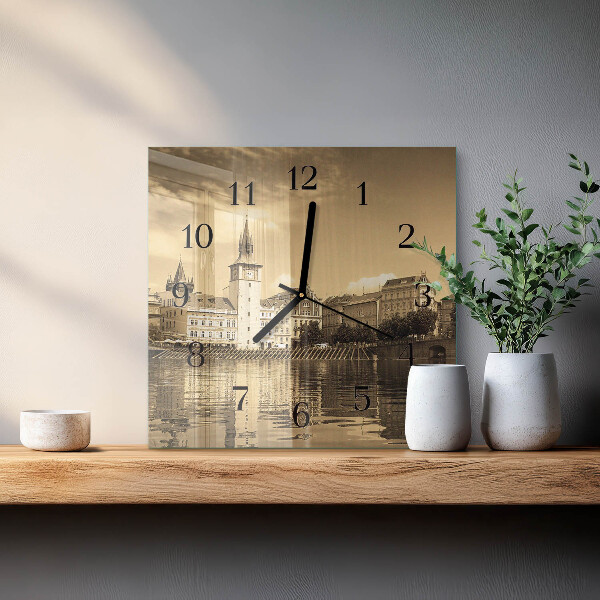 Wanduhr aus glas Sepia Castle