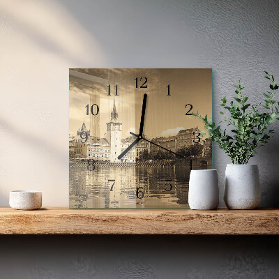 Wanduhr aus glas Sepia Castle