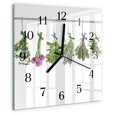 Wanduhr aus glas Kräuter