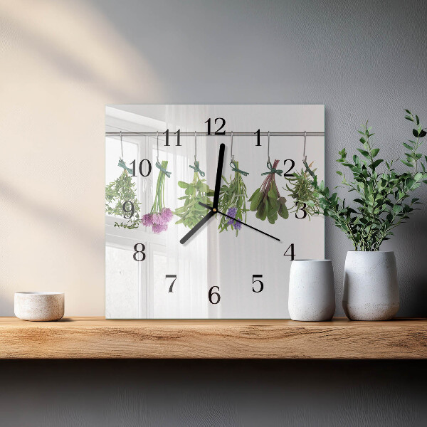 Wanduhr aus glas Kräuter