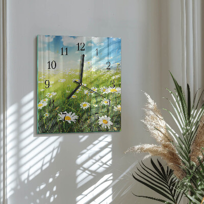 Wanduhr aus glas Gänseblümchen