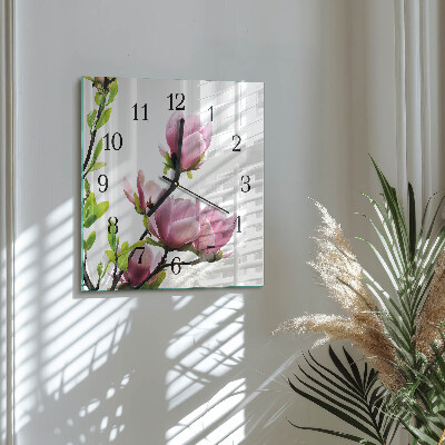 Wanduhr aus glas Magnolienblüte