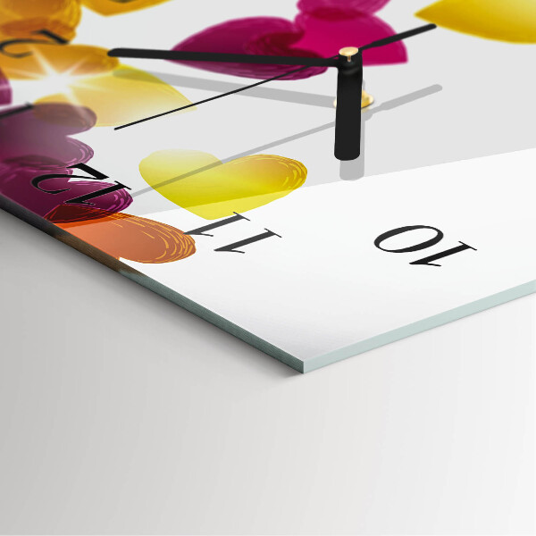 Wanduhr aus glas Bunte Herzen