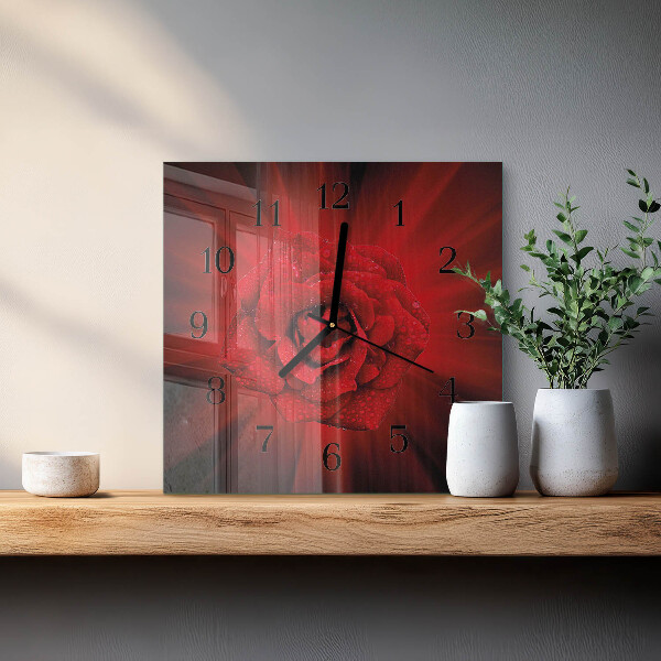 Wanduhr aus glas Rose