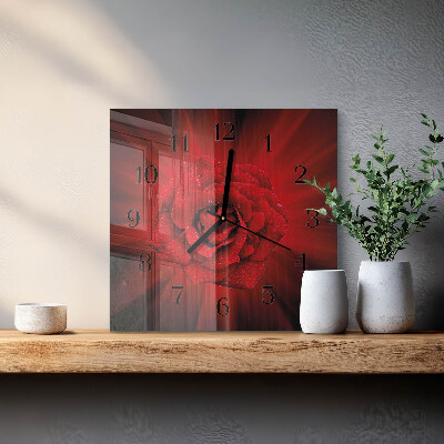 Wanduhr aus glas Rose