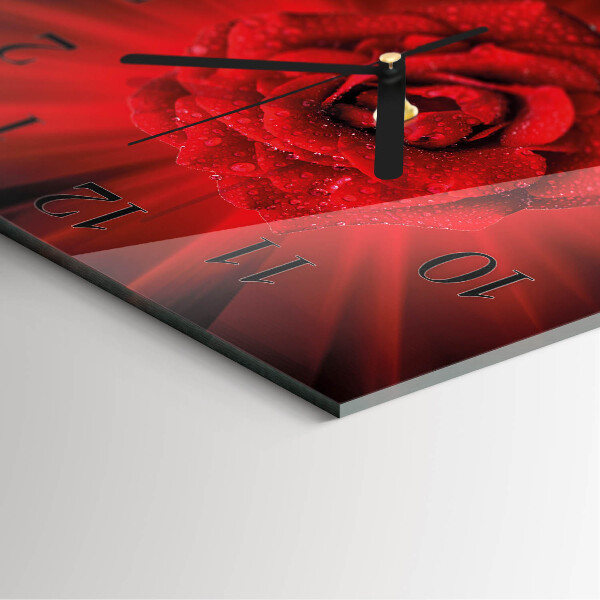 Wanduhr aus glas Rose