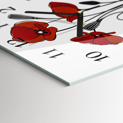 Wanduhr aus glas Mohn
