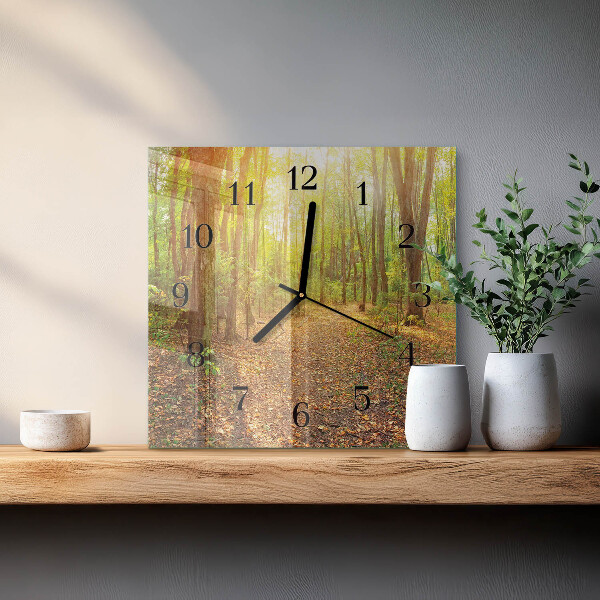 Wanduhr aus glas Waldweg
