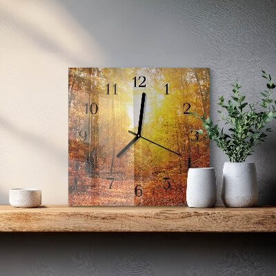Wanduhr aus glas Herbstwald